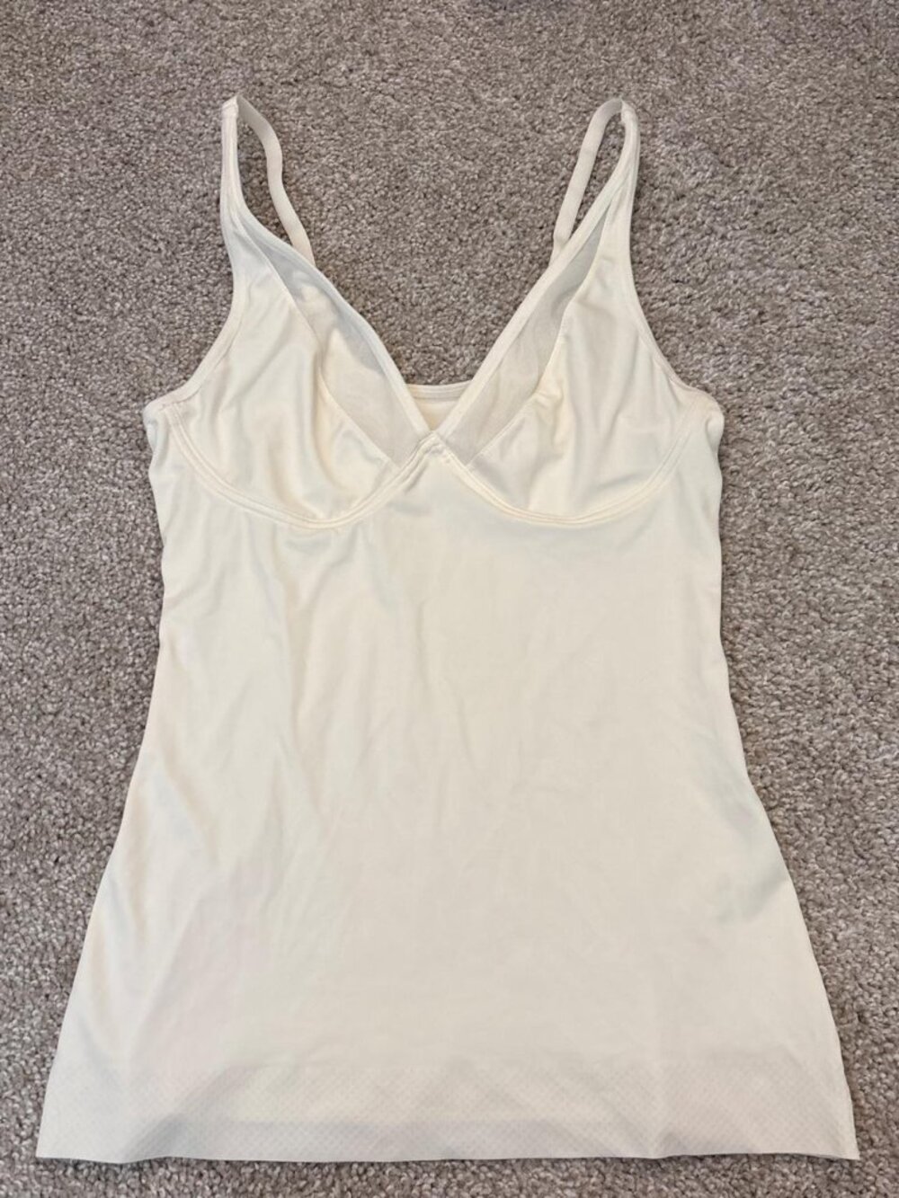Ruby Ribbon Second Skin White Shaping Tank Top with Mesh Detail, Size 34 Women's